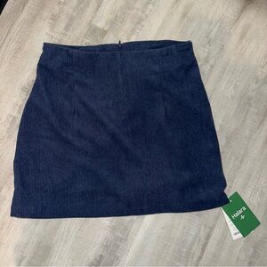 HALARA Navy Ribbed Corduroy Mini Skirt